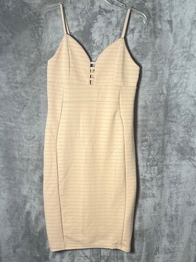 Chesley Cream Bandage Spaghetti-Strap Bodycon Dress